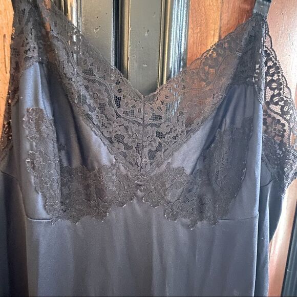 Vassarette Black Lace Nightgown Vintage Sz L - Picture 4 of 7
